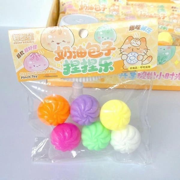 Søde Mini Flødebolle Squishies med Damperboks Langsom Stigning Sensorisk Legetøj til Stresslindring, Blød Silikone Fidget Bold, Sikker mod Angst & Fokus, Gaveklar 2PCS