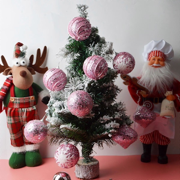 9 stk. Julekulepynt Rosa Kuler Anheng Dekorativt for Hjemmefestdekor