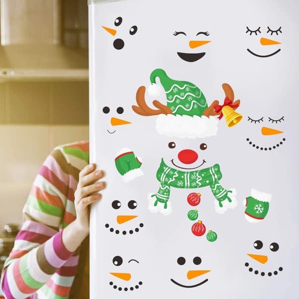 2-pack Jul Väggdekaler Snögubbe Uttryck Dekaler DIY Snöflinga Fönsterdekor E