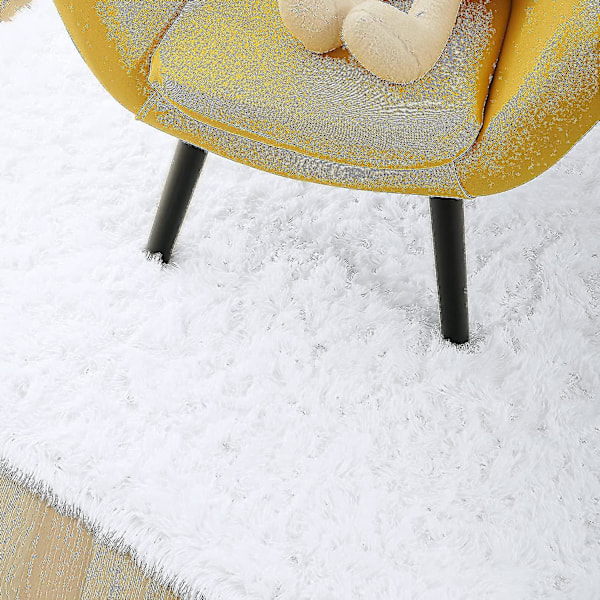 Knfe Soft Fluffy Area Tæpper til Soveværelse Børneværelse Plys Shaggy Nursery Tæppe Furry Throw Gulvtæpper til drenge Gi-2,6 * 5,2 fod-hvide