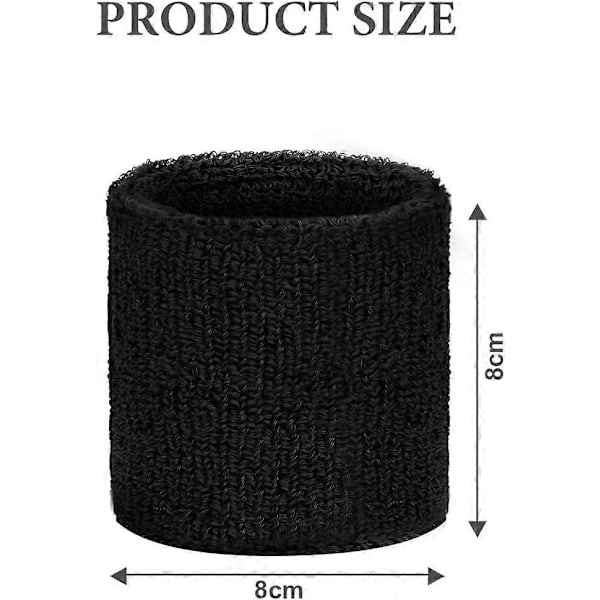 Pieces Svart Sportarmband 8 * 8 cm Svamparmband Handledsstöd Tennis Svettband Handledssvettband Svettarmband Absorberande Bomullsarmband för Gym