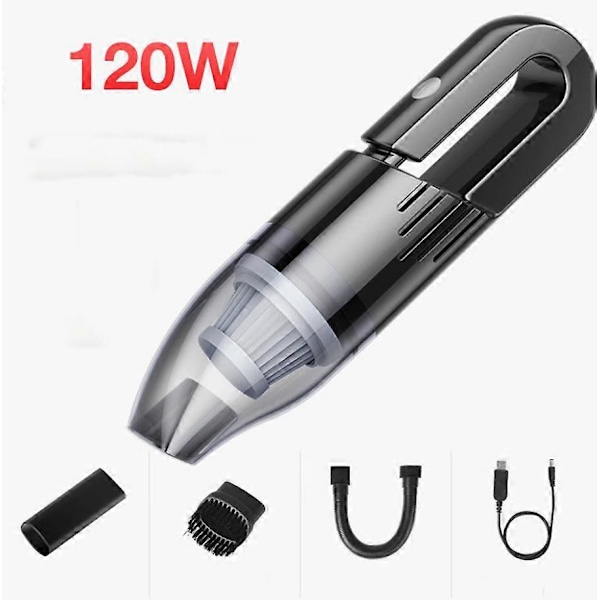 Johdoton kädessä pidettävä pölynimuri, 2*2000mAh kannettava autopölynimuri pestävällä suodattimella ja 1 suuttimella, 40W 4500Pa tehokas pöytäpölynimuri