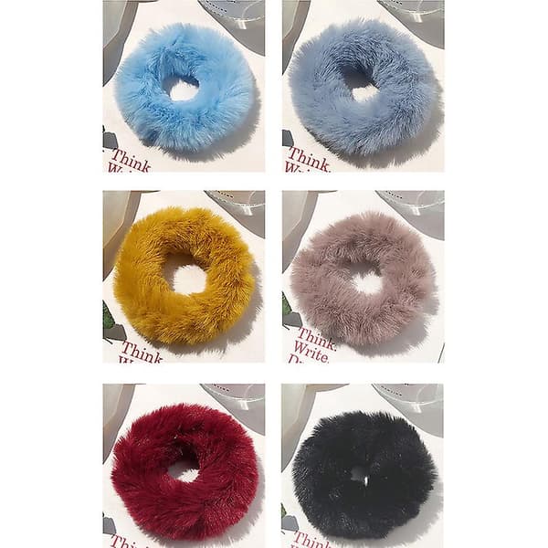 Mote Fluffy Scrunchie Elastisk Hårstrikk Tau Bånd Rund Jenter Kvinner Scrunchie