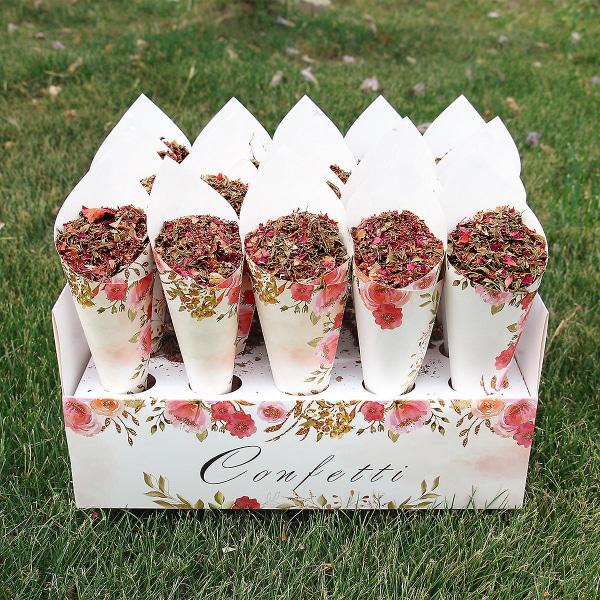Bryllups kraftpapirbrett konfettikjeglestativ boksbrett for bryllupsdekorasjon Blomsterkonfettikjegler Rustikk bryllupspapirholder confetti stand