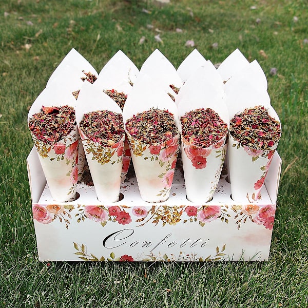 Bryllups kraftpapirbrett konfettikjeglestativ boksbrett for bryllupsdekorasjon Blomsterkonfettikjegler Rustikk bryllupspapirholder Wood Confetti Box 2