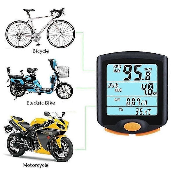11,5*11*3cm langallinen pyörätietokone vedenpitävä pyörätietokone matkamittari taustavalaistulla LCD-näytöllä pyöräilyyn reaaliaikaisella nopeuden ja matkan seurannalla