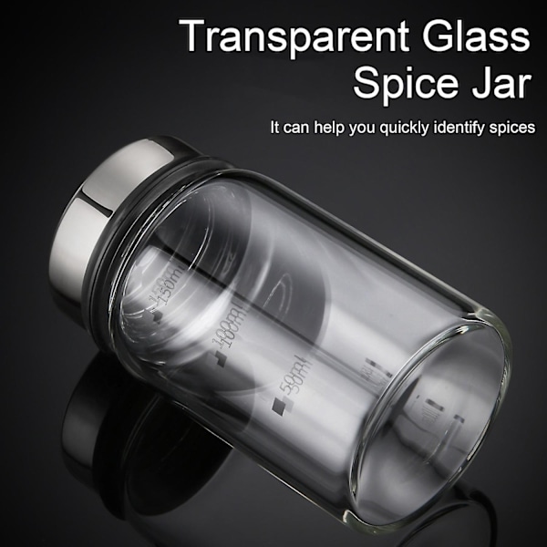 300 ml Glas Kryddburk Med Skala 4 Utlopp Kryddburkar Kök Chili Pepparpulver Ströburk