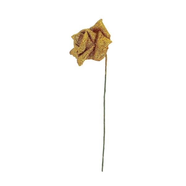 7 stk. Skum Glitter Kunstig Rose Dekor, Gull