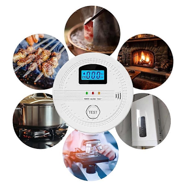 3-pack Rök- och kolmonoxiddetektor 2-i-1 CO- och rökdetektorer LCD-display Smart detektor