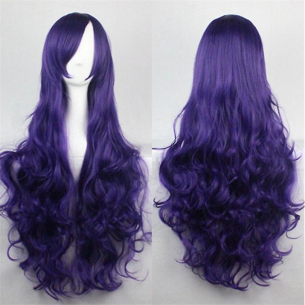 Kvinder langt hår paryk Krøllet paryk Bølget Anime Cosplay Fancy Party Fuld parykker Purple