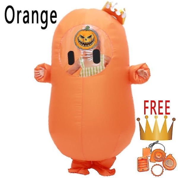 Uppblåsbar dräkt Flicka Kvinnor Män Barn Vuxen Fall Jellybean Spel Kille Anime Halloween Födelsedagsfest Disfraz Inflable Suit Hög Kvalitet Orange Adult 155*195cm