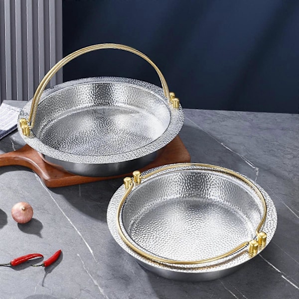 Sukiyaki-pannu Nabe-pata, japanilainen, kahvalla, ruostumattomasta teräksestä valmistettu yleiskäyttöinen riippuva keittoastia Sukiyaki Nabe-pata retkeilyyn ja vaellukseen