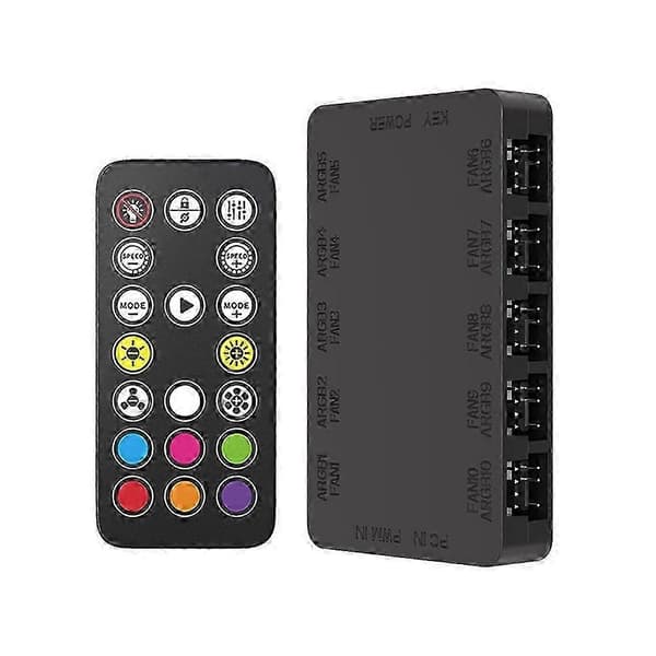 ARGB Kylfläktnav 10-portars 4Pin 5V-3Pin Fläktkontroller Black