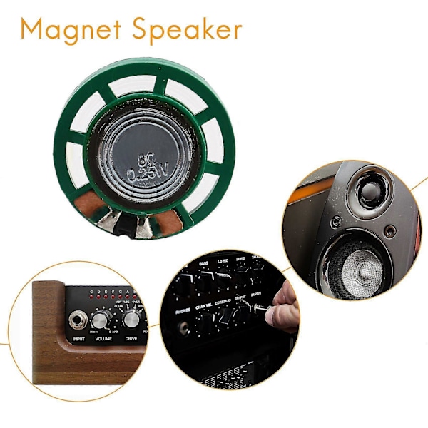 2 stk. 1/4W 0,25W 8Ohm 27mm rund ekstern magnet højttaler, lydforstærker, højttalertilbehør