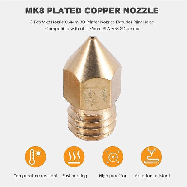 3D Printer Ekstruder Samlet Mk8 Hot End Kit Til 3 / 3 Pro Med Aluminium Varmblok, 1.75Mm, 0.4