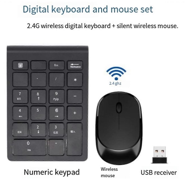 2.4G langaton mini kannettava ergonominen numeronäppäimistö