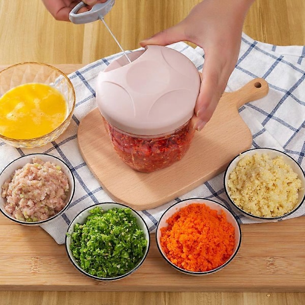 Manuell Hackare (500ml 3 Rostfria Stål Blad, Multi Kök Lök Hackare - Grönsaker, Kött, Lök, Vitlök Hackare)