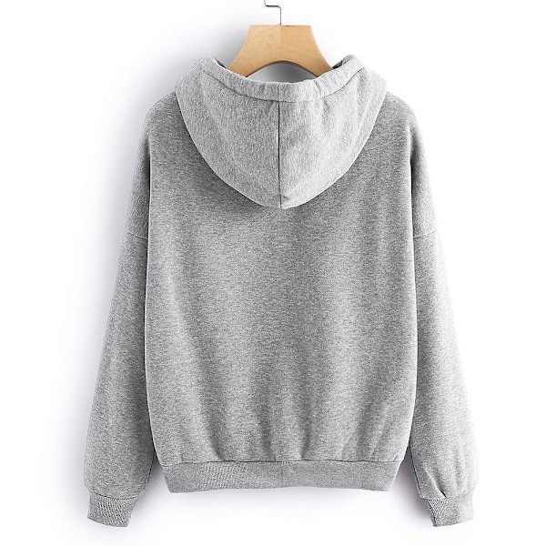 Kvinder trykte hættetrøjer Langærmet hættetrøje Casual Løse Pullover Toppe Grey M