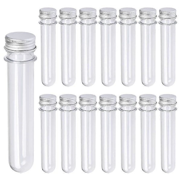 30 st 40 ml plastprovrör med skruvlock återanvändbara transparenta behållare rör transparenta tes
