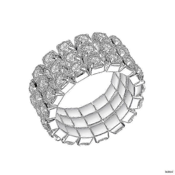 3-radigt elastiskt kristallring Stretch Rhinestone Ledring Dam Smycken