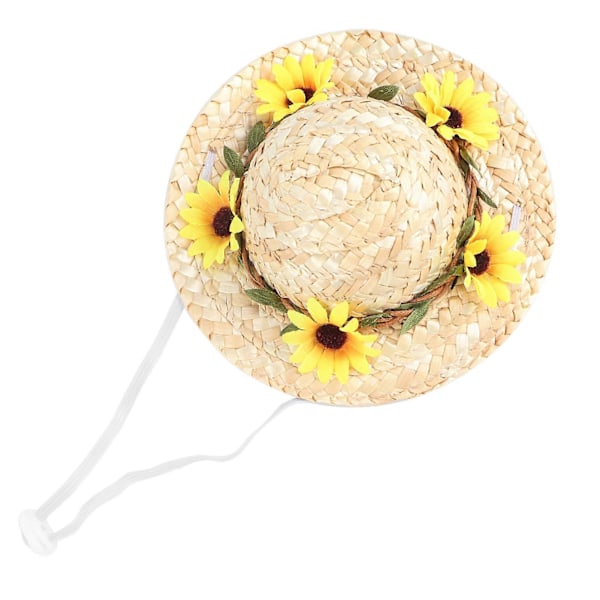 Keltaiset kukat Mini Olki Lemmikkieläinten Sombrero Hattu Pienille ja Keskikokoisille Koirille/Kissoille