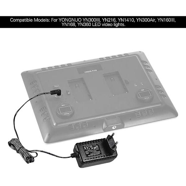 12V 2A Standard Strömadapter med EU-kontakt Bred Spänning 100-240V för YONGNUO YN300III YN216 YN1410 Y