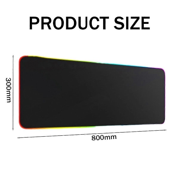 Gaming Musemåtte, 80 x 30 cm RGB Musemåtte, med Skridsikker Gummibase Computertastatur Musemåtte