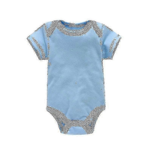 Enfärgade baby-rompers nyföddskläder 0-1 år gamla, jumpsuit kompatibel med pojkar och flickor, kort klättring sommar (2 st, rosa blå)