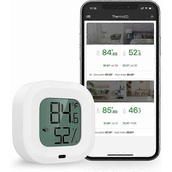2 stk. Bluetooth Hygrometer Termometer, Fuktighetstemperatursensor med