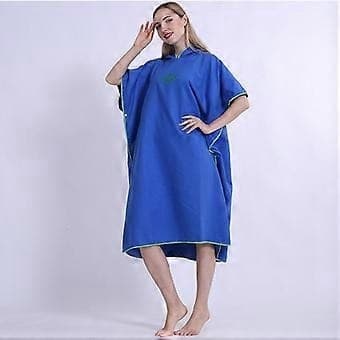 Badehåndklæde Poncho Badehætte Hurtigtørrende Badekåbe Svømmehåndklæde Voksen Blue
