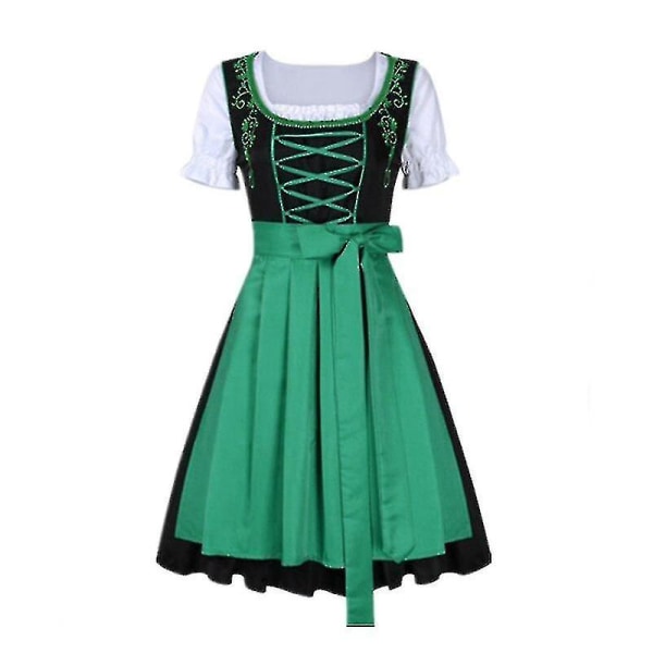 Rask levering tysk Wench Beer Maid Costume Bayersk Oktoberfest Dirndl Dress+top+forkle green M
