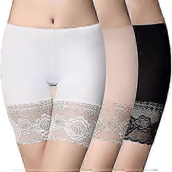 Säkerhetsshorts för Kvinnor Elastisk Spets Cykel Säkerhetsshorts Långa Shorts Anti-skav Trosor Korta Leggings Boxershorts (3-pack)