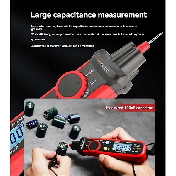 UT118C Penntypmätare Digital 600V DC AC Voltmeter