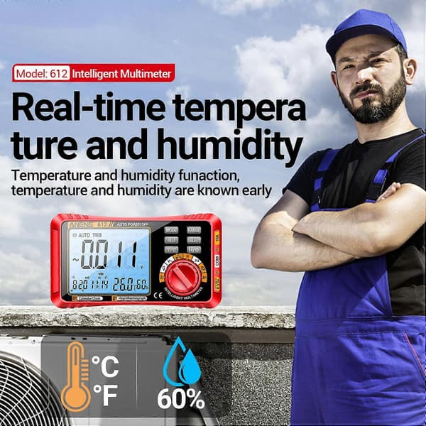 ANENG 612 Smart 3 i 1 Digital Multimeter Evighetskalender Temperatur och Luftfuktighet Amperemeter Voltmeter