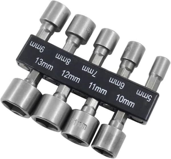9 st Skruvmejselbitar Set 1/4\" Metrisk 5-13mm