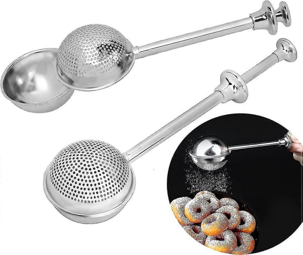 Sift för Bakning - 2-pack Puder- och Mjölströare, Rostfritt Stål, Tunga