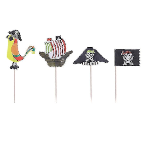 40 stk. Fruktkake Toppers Pirat Tema Festdekorasjon Kakeinnlegg For Bursdag Halloween Fest