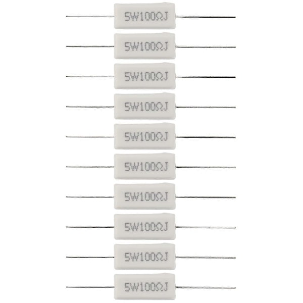 10x trådviklede keramiske cementmodstande 100 Ohm 5W Watt 5%