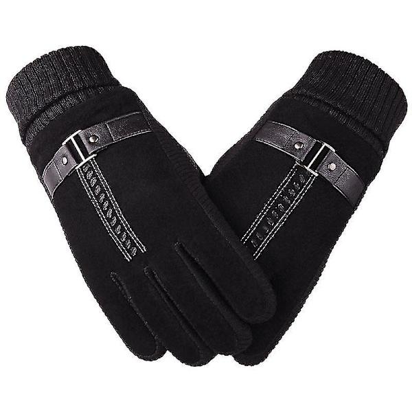 Vinter varma handskar för män Äkta mocka Grisläder Handskar Vantar Tjocka Cykel Motorcykel Handskar Män Stickade Guantes Brown b