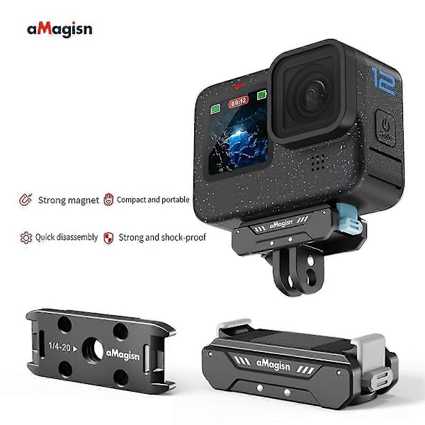 Magnetisk hurtigutløserbrakett er egnet for Gopro12/11/10/9/8 actionkamera hurtigutløseradapter