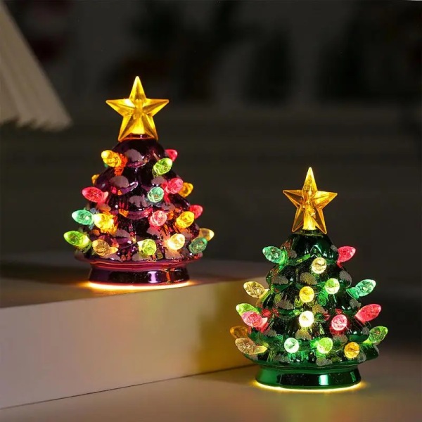 11 cm Mini juletre med lys Kunstig jern Juletre Ornament Lyst Festlig dekorasjoner Juletre Nyttårsgave rose red