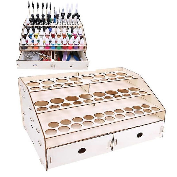 DIY Trä Organizer Färgflaskor Display Penslar Hållare Ställ Förvaring Modellverktyg 58 Flaskor Färg