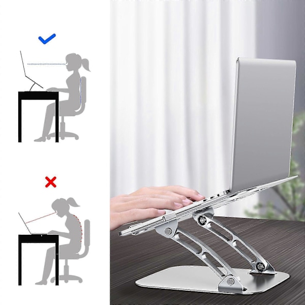Vikbart Aluminium Höjd- och Vinkeljusterbart Laptopställ Fäste För Alla Laptops 11-17 Tum Notebook Dator