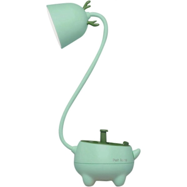 Kjæledyrformet USB-ladeberørings LED-bordlampe med 3 moduser og justerbar lysstyrke for stue, barnerom, studenthybel, kontor, grønn
