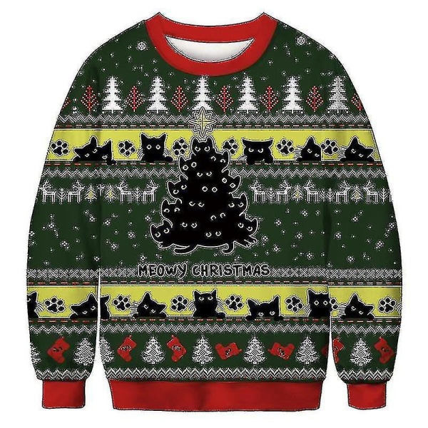 Unisex julegenser 3d digitalt trykk Holiday Party Crew Neck Sweatshirt Pullover BFT163 M