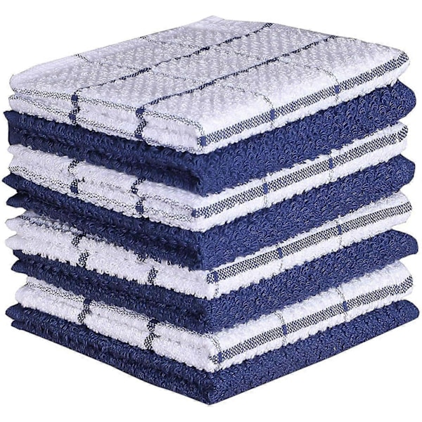 Puuvillaiset keittiöpyyhkeet 30 x 30 cm | Erittäin pehmeät ja imukykyiset | Täydelliset kotitalous- ja kaupalliseen käyttöön | Sininen