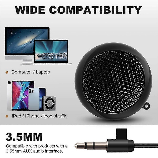 Mini Kaiutin Kannettava Ladattava Matkakaiutin Aux-tulolla ja 3,5 mm:n Kuulokeliitännällä