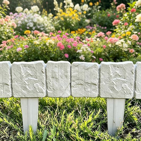 Landskabsafgrænsningspaneler – Havehegn af plast uden gravning – til stier, græsplæner og blomsterbede Grey 10 pcs