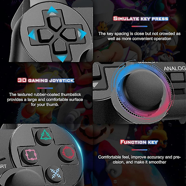 Controller til PS2 Kablet Controller til Sony Playstation PS2 med Dobbelt Vibration USB Kablet Joystick Joypad Videospil
