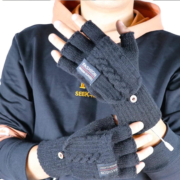 Termisk opvarmede handsker til mænd, kvinder, opvarmede vanter Usb elektriske håndvarmere Genopladelige, vaskbare, fulde og halve varme handsker til indendørs eller udendørs Black c3b2 | Black | Fyndiq